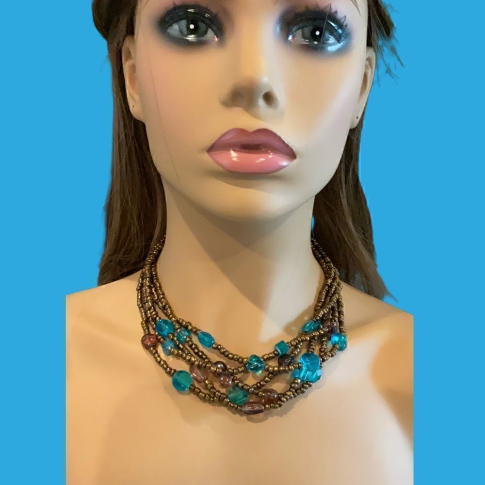 Vintage Turquoise Brown Necklace  